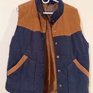 Men's Navy and Corduroy Vest